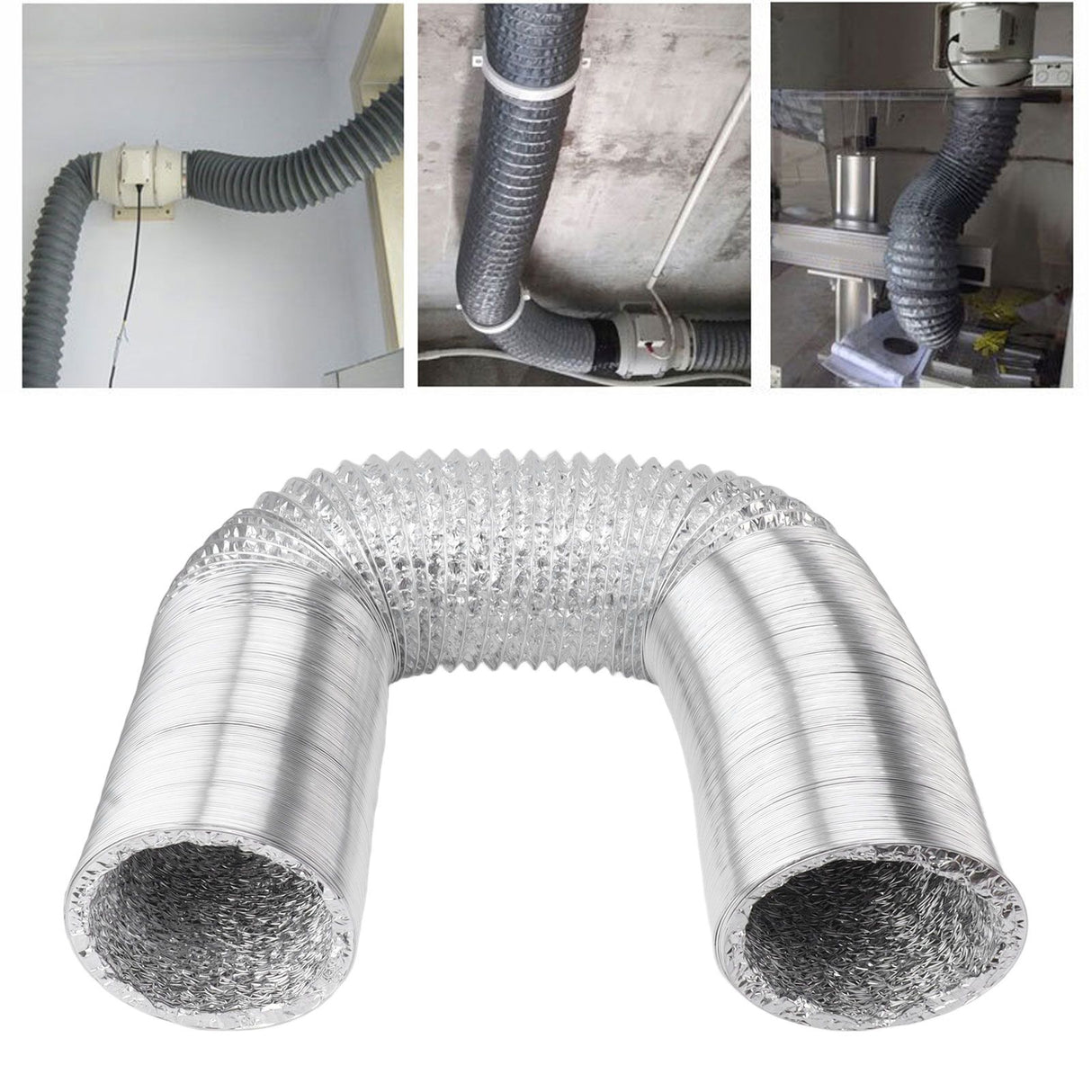 6in Flexible Ducting Hose 4 Layer Flexible Foil Ducting Dryer Air Vent Hose for HVAC Ventilation 10m/33ft