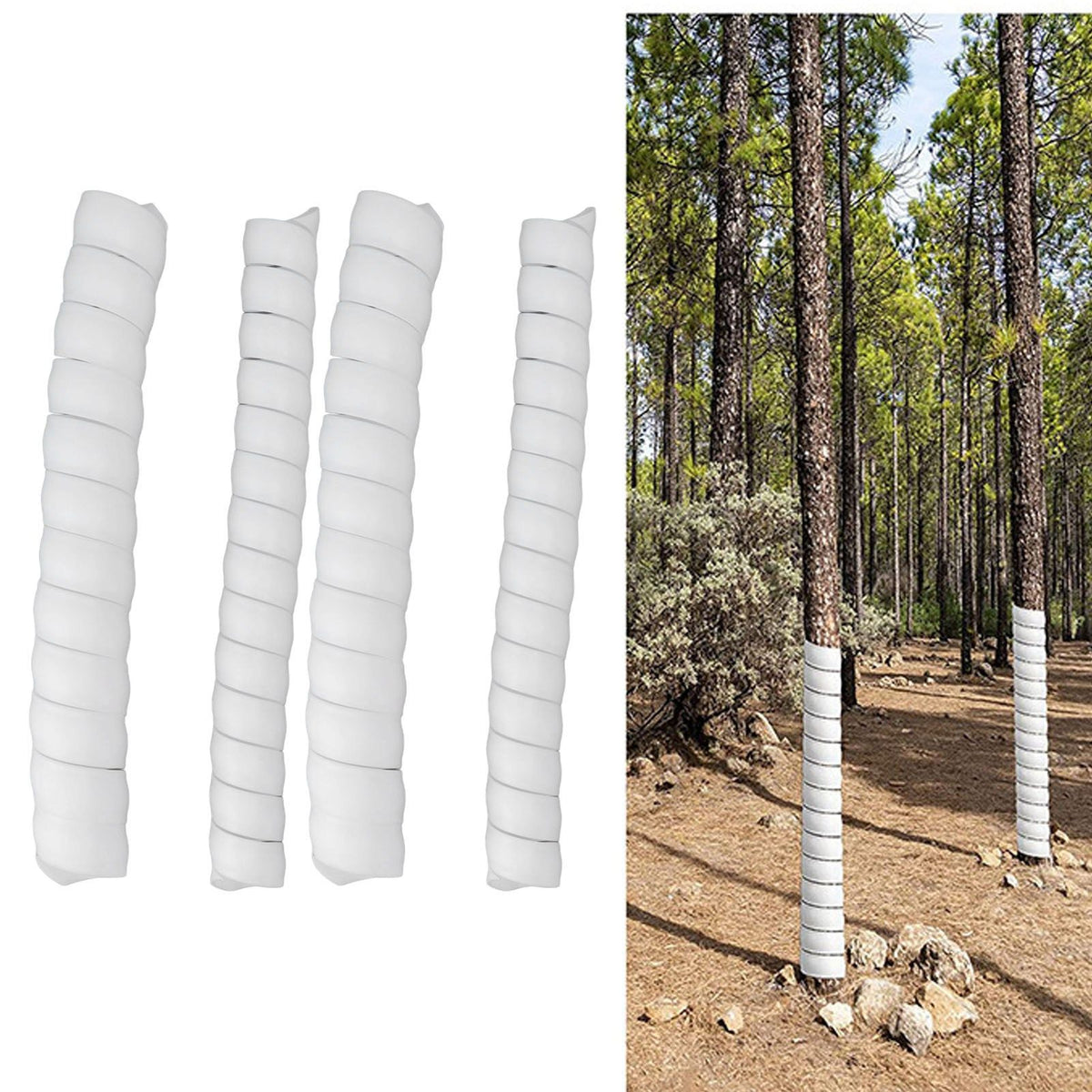 Tree Trunk Protector Plastic Spiral Tree Guard Tree Bark Protector Tube Wraps to Protect Saplings Plants From Deer Rabbit Rodents Mowers 4pcs