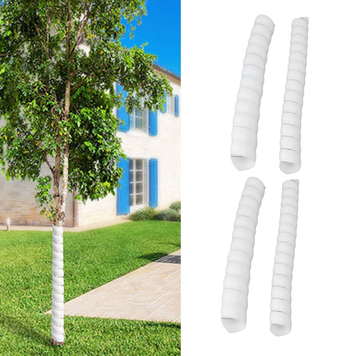 Tree Trunk Protector Plastic Spiral Tree Guard Tree Bark Protector Tube Wraps to Protect Saplings Plants From Deer Rabbit Rodents Mowers 4pcs