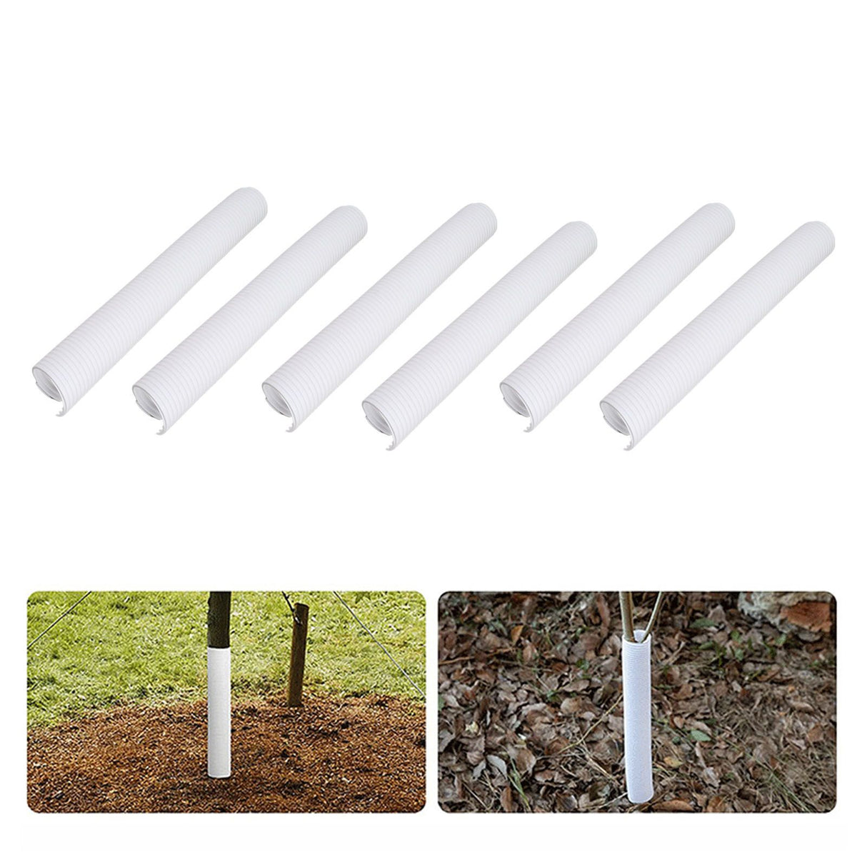 Tree Trunk Protector Plastic Tree Bark Protector Wrap Grow Tubes to Protect Saplings Plants From Deer Rabbit Cats Rodents Mowers 6Pcs