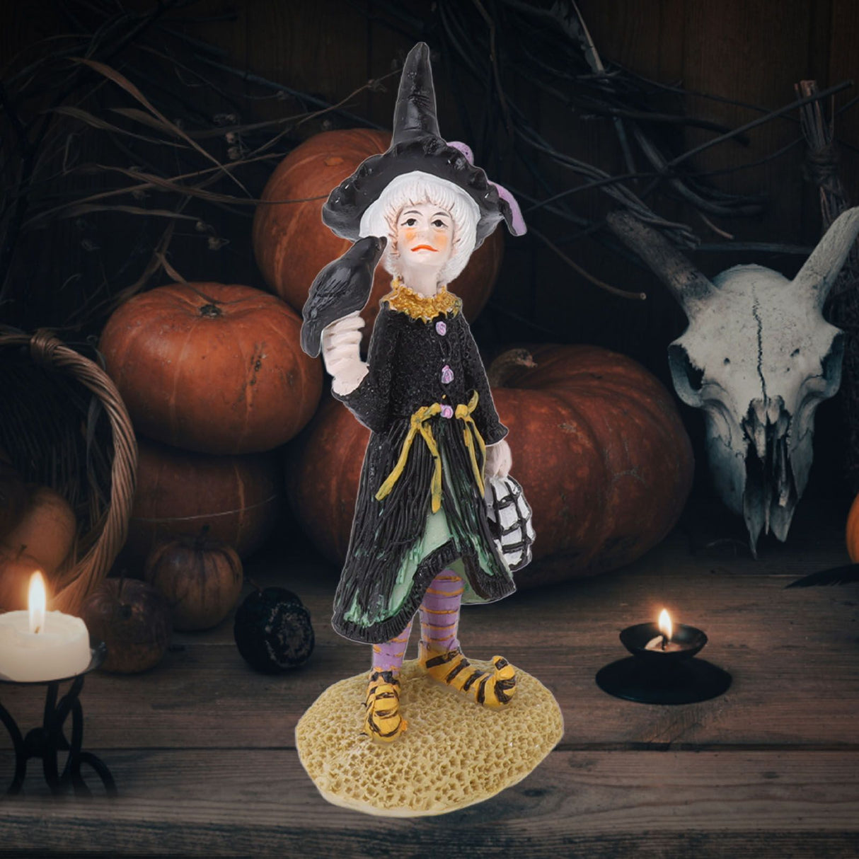 Witch Dolls Figure Handmade Resin Charming Witch Doll Decoration Ornaments for Office Bedroom Desktop