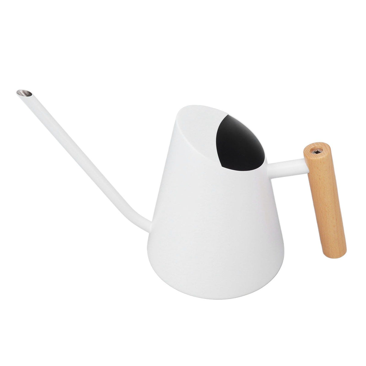 Watering Can with Long Spout Rustproof Stainless Steel Watering Pot with Wooden Handle for Garden Bonsai Indoor Outdoor White