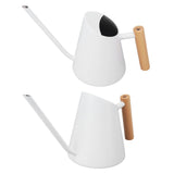 Watering Can with Long Spout Rustproof Stainless Steel Watering Pot with Wooden Handle for Garden Bonsai Indoor Outdoor White - Extra Image