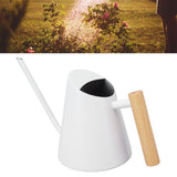 Watering Can with Long Spout Rustproof Stainless Steel Watering Pot with Wooden Handle for Garden Bonsai Indoor Outdoor White
