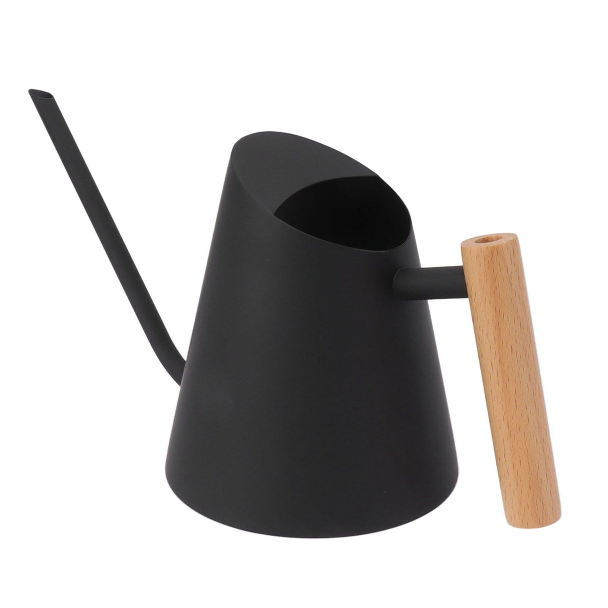 Watering Can with Long Spout Rustproof Stainless Steel Watering Pot with Wooden Handle for Garden Bonsai Indoor Outdoor Black