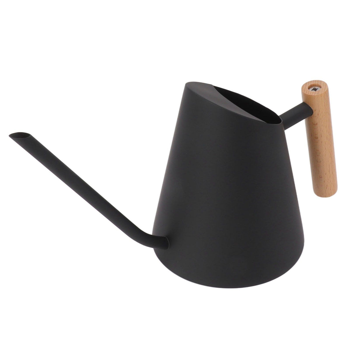 Watering Can with Long Spout Rustproof Stainless Steel Watering Pot with Wooden Handle for Garden Bonsai Indoor Outdoor Black