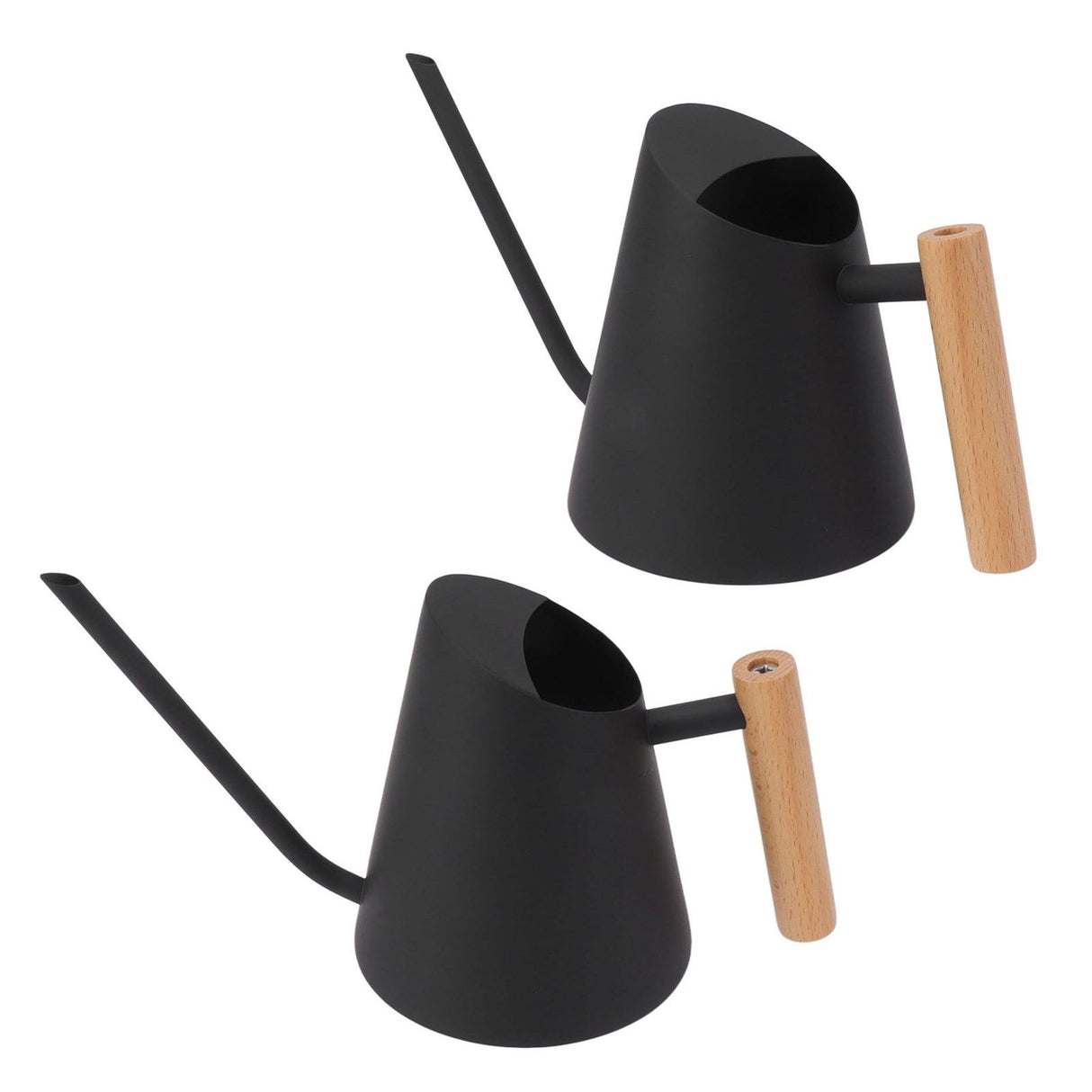 Watering Can with Long Spout Rustproof Stainless Steel Watering Pot with Wooden Handle for Garden Bonsai Indoor Outdoor Black