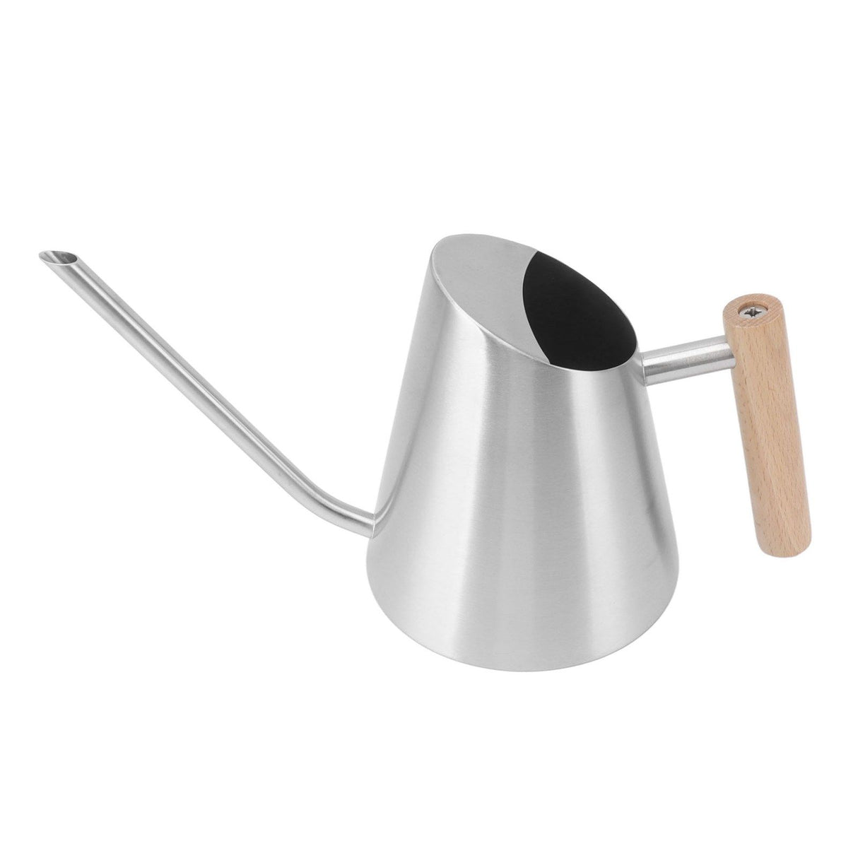 Watering Can with Long Spout Rustproof Stainless Steel Watering Pot with Wooden Handle for Garden Bonsai Indoor Outdoor Silver