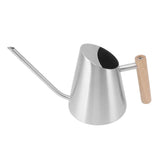Watering Can with Long Spout Rustproof Stainless Steel Watering Pot with Wooden Handle for Garden Bonsai Indoor Outdoor Silver