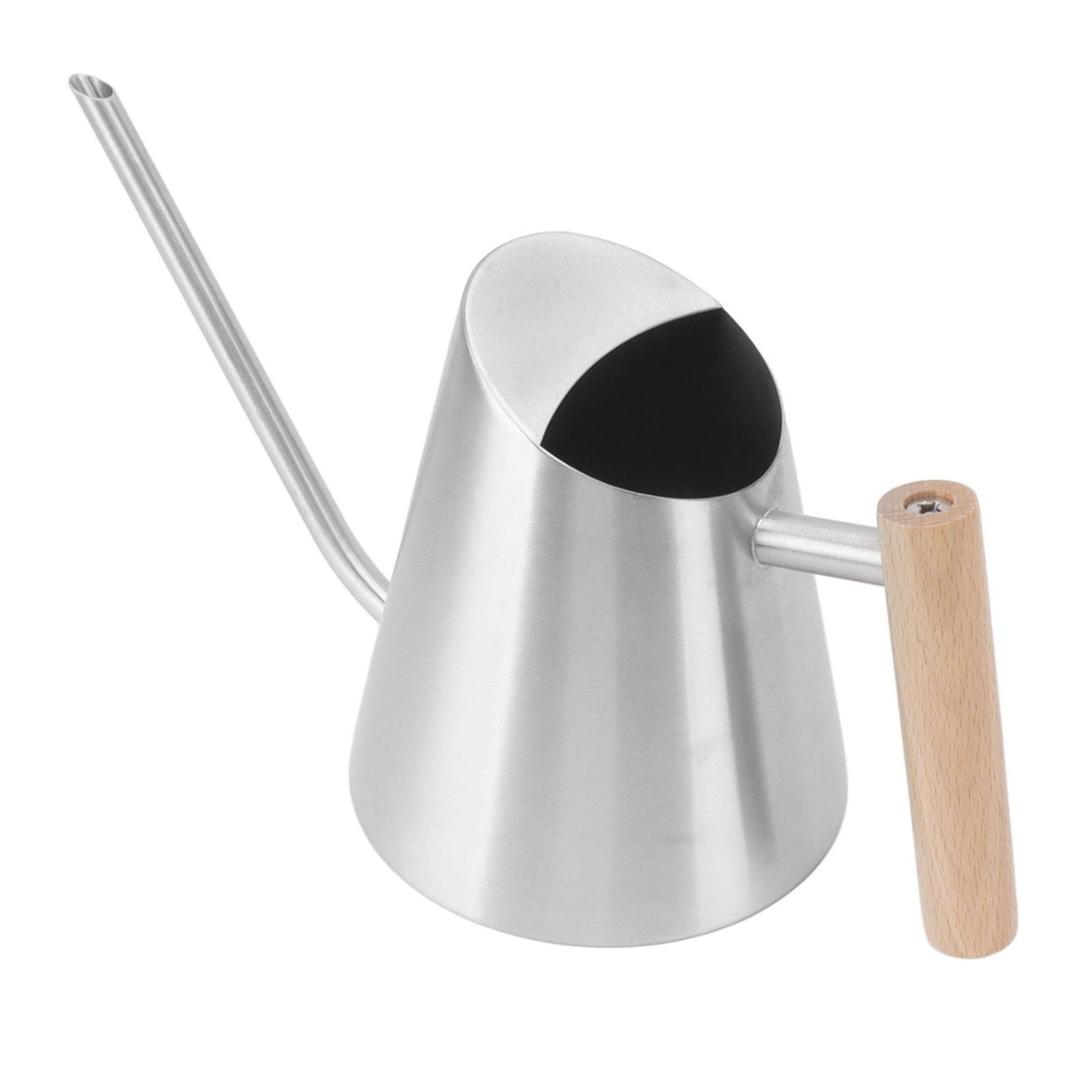 Watering Can with Long Spout Rustproof Stainless Steel Watering Pot with Wooden Handle for Garden Bonsai Indoor Outdoor Silver