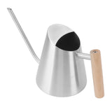 Watering Can with Long Spout Rustproof Stainless Steel Watering Pot with Wooden Handle for Garden Bonsai Indoor Outdoor Silver