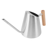 Watering Can with Long Spout Rustproof Stainless Steel Watering Pot with Wooden Handle for Garden Bonsai Indoor Outdoor Silver