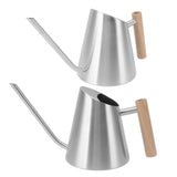 Watering Can with Long Spout Rustproof Stainless Steel Watering Pot with Wooden Handle for Garden Bonsai Indoor Outdoor Silver