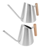 Watering Can with Long Spout Rustproof Stainless Steel Watering Pot with Wooden Handle for Garden Bonsai Indoor Outdoor Silver