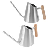 Watering Can with Long Spout Rustproof Stainless Steel Watering Pot with Wooden Handle for Garden Bonsai Indoor Outdoor Silver - Extra Image