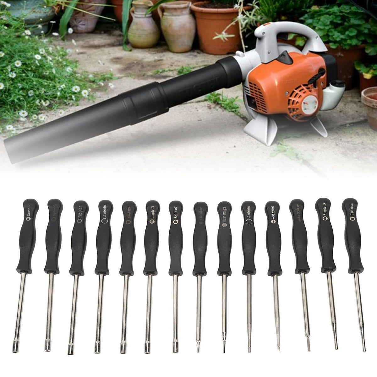 14Pcs Carburetor Adjustment Tool ABS Carb Tune Up Adjusting Tool Portable for String Trimmers Chain Saws Leaf Blowers