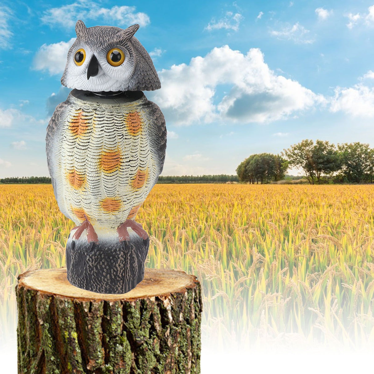 Fake Owl Statue Plastic Owl Bird Deterrents Scarecrow Owl Decoy with Shaking Head Bird Repel for Outdoor Garden Yard