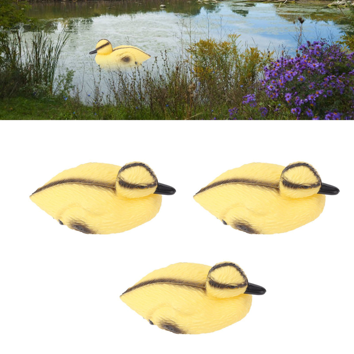 3Pcs Floating Yellow Duckling Realistic Plastic Duck Fish Pond Ornament for Garden Swimming Pool Fishing Pond Water Decoration A Style 11.5x6.5cm