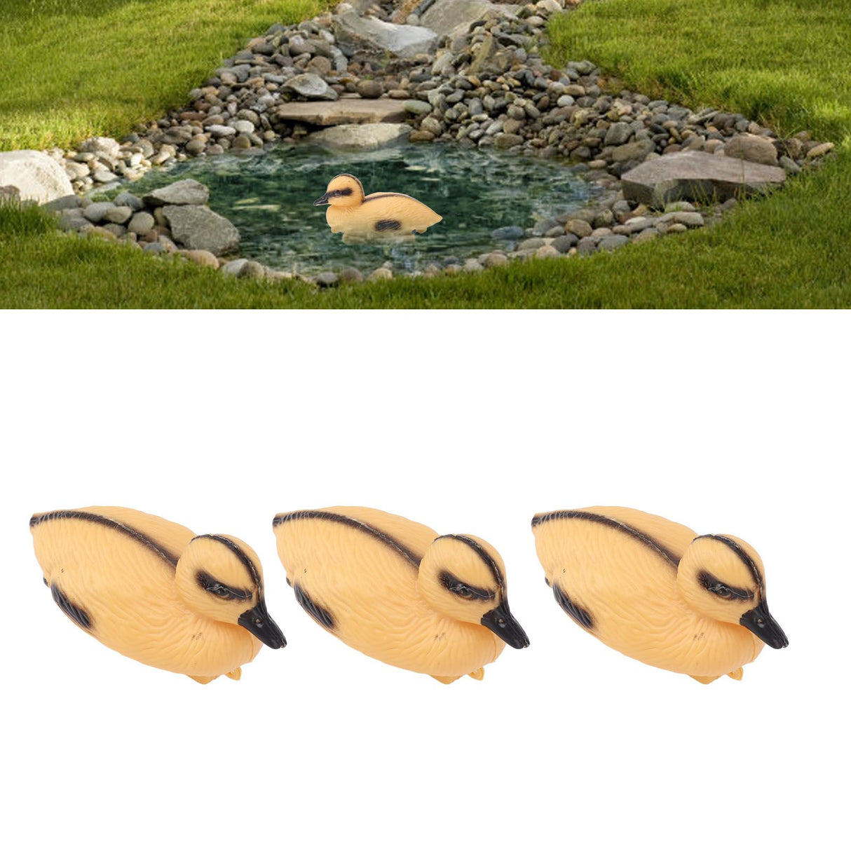 3Pcs Floating Yellow Duckling Realistic Plastic Duck Fish Pond Ornament for Garden Swimming Pool Fishing Pond Water Decoration B Style 12.5x6.5cm