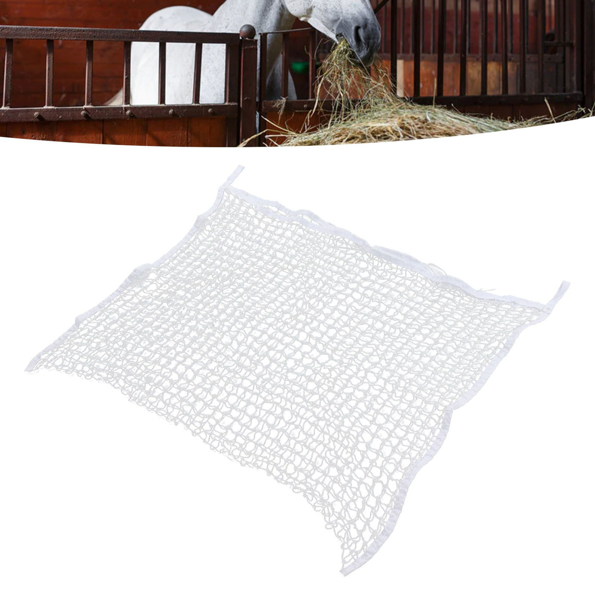 Hay Net Bag PE Woven Rope Mesh Hole Bag Horses Slow Feeder Forage Storage Pouch White 120x90cm / 47.2x35.4in