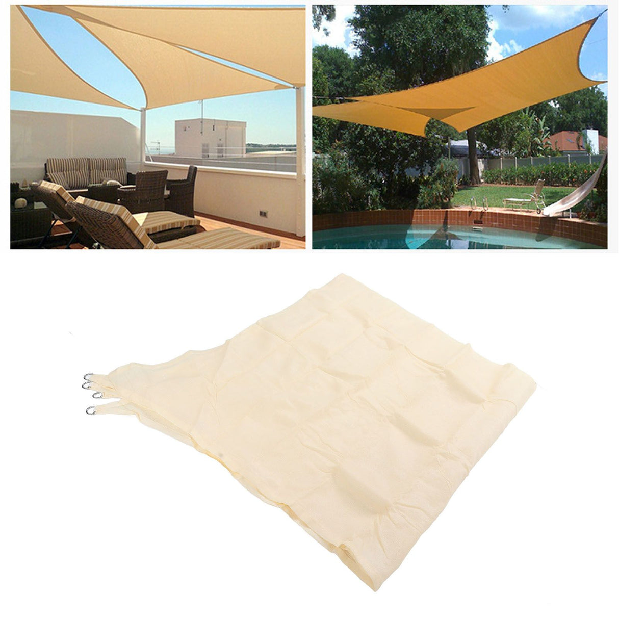 Sun Shade Sail Waterproof Polyester UV Block Canopy with Stainless Steel D Ring for Garden Swimming Pool 9.8x9.8ft