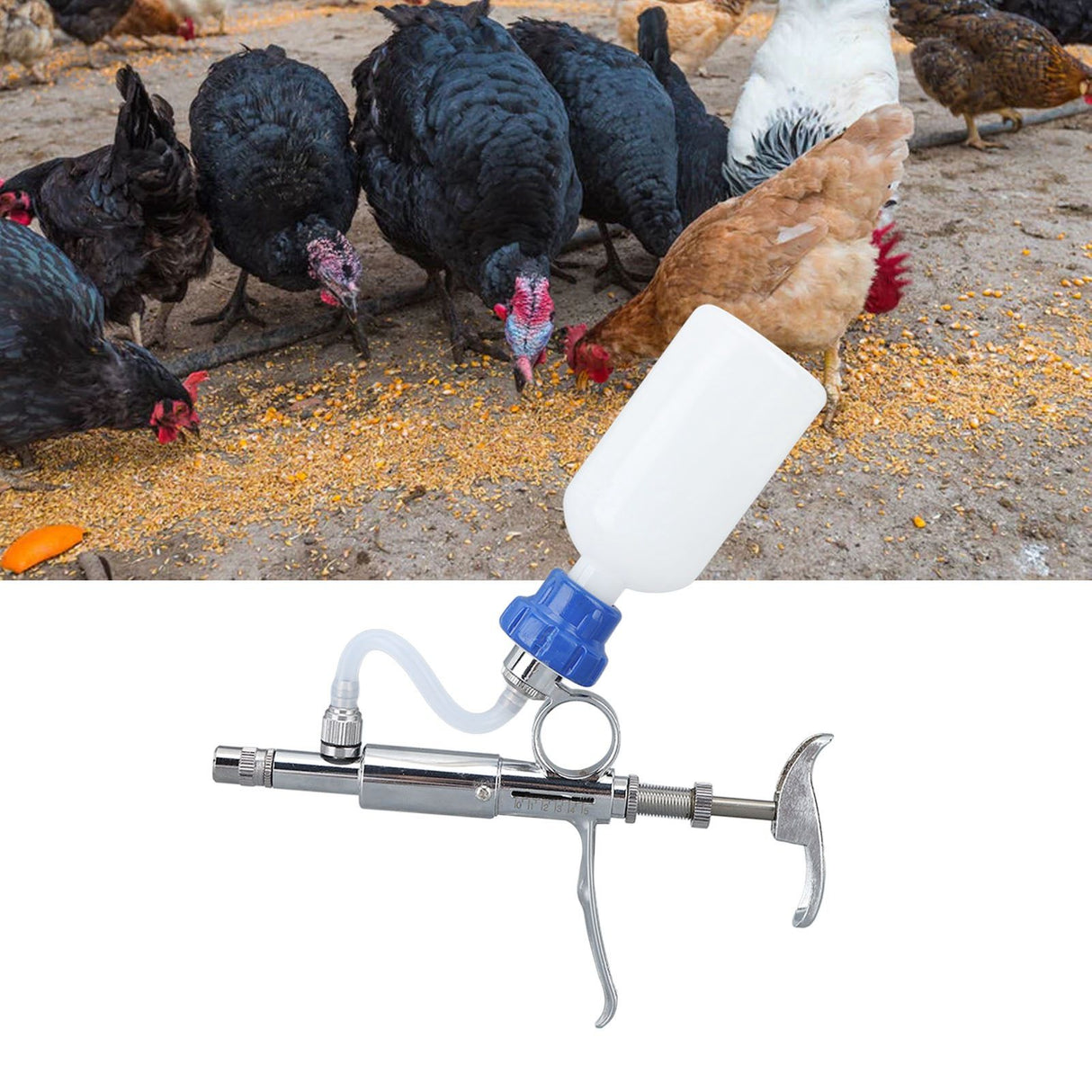 Adjustable Continuous Injection Syringe Stainless Steel Plastic Animal Syringe 5ml Detachable Animal Syringe for Home Farm