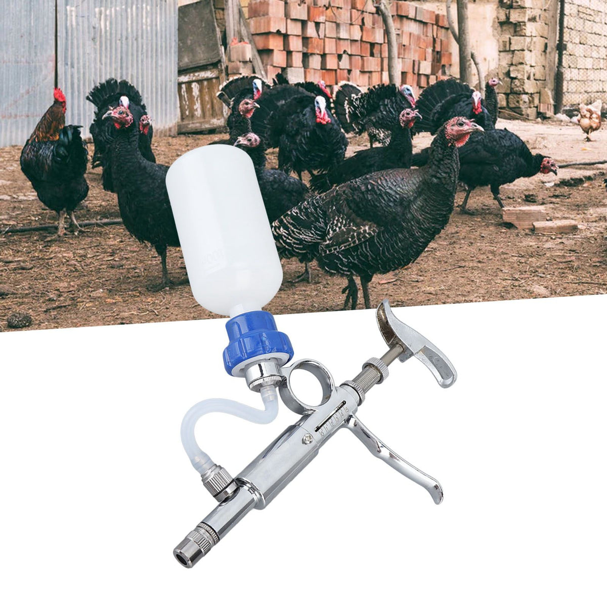Adjustable Continuous Injection Syringe Stainless Steel Plastic Animal Syringe 5ml Detachable Animal Syringe for Home Farm