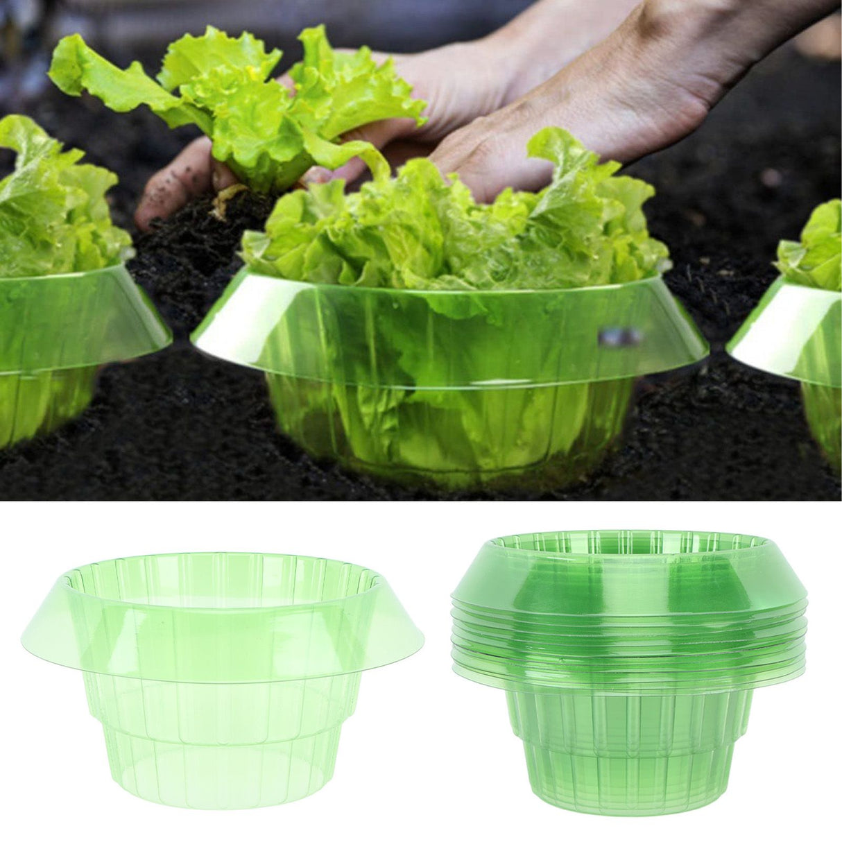 10pcs Green Garden Cloches Plastic Plant Round Cover Reusable Plant Seed Humidity Domes for Home Garden Yard Greenhouse