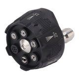 Pressure Washer Spray Nozzle 6 in 1 Multifunctional Adjustable Nozzle 1/4 Plug Interface Connect Tip Black - Close-Up Angle