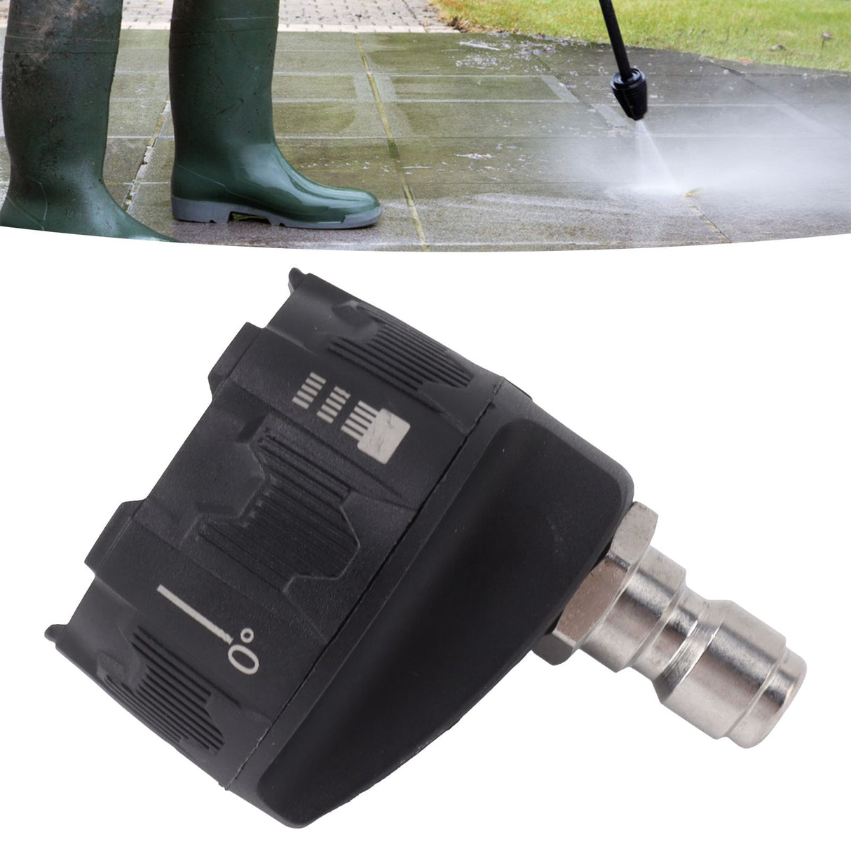 Pressure Washer Spray Nozzle 6 in 1 Multifunctional Adjustable Nozzle 1/4 Plug Interface Connect Tip Black