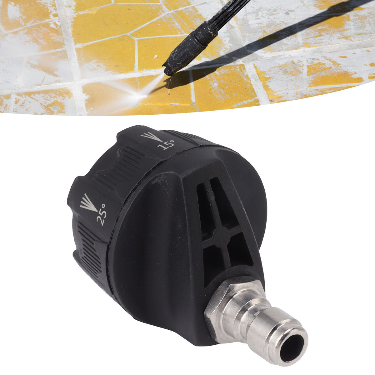 Pressure Washer Spray Nozzle 6 in 1 Multifunctional Adjustable Nozzle 1/4 Plug Interface Connect Tip Black