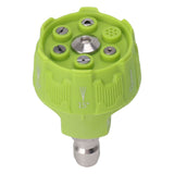 Pressure Washer Spray Nozzle 6 in 1 Multifunctional Adjustable Nozzle 1/4 Plug Interface Connect Tip Green - Front View
