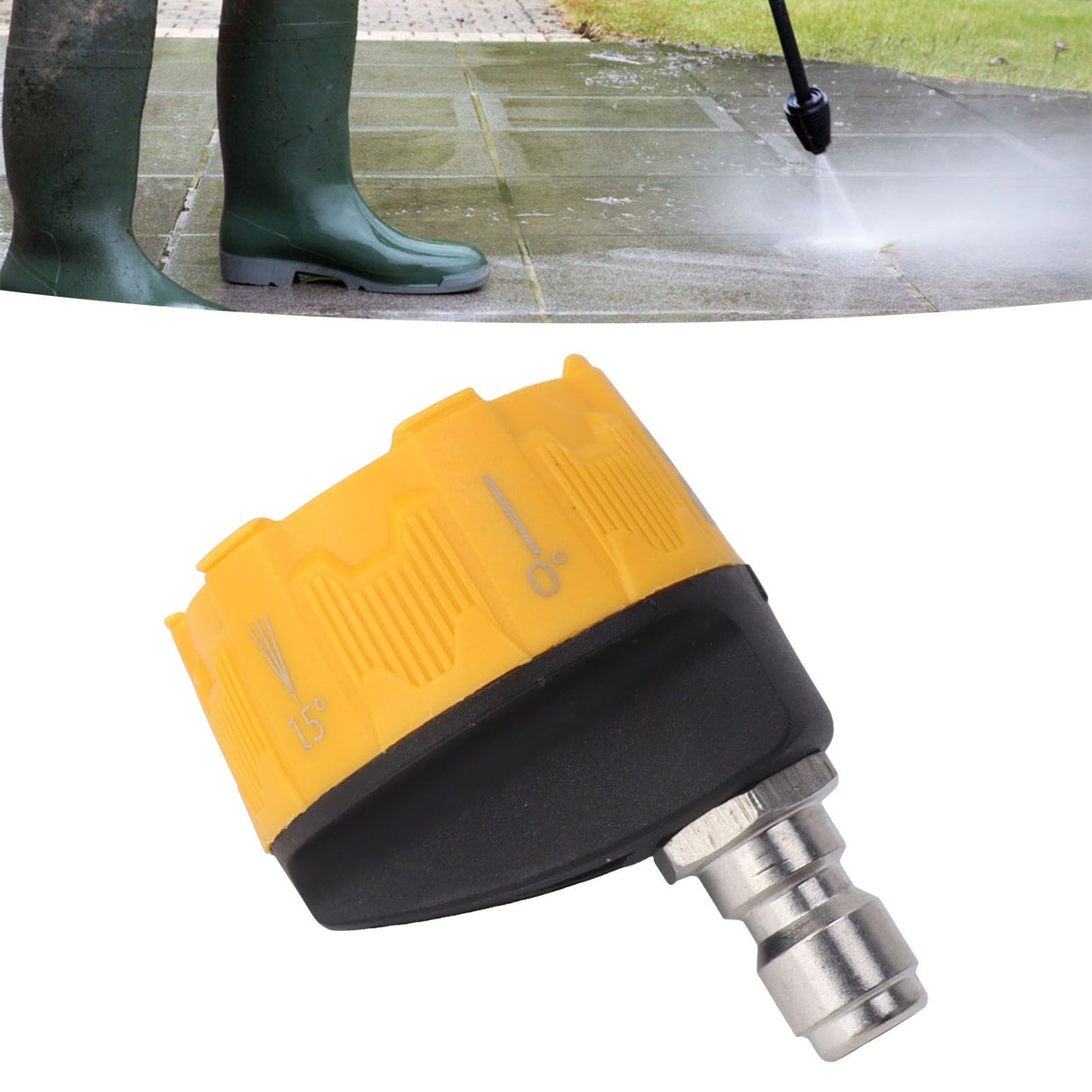 Pressure Washer Spray Nozzle 6 in 1 Multifunctional Adjustable Nozzle 1/4 Plug Interface Connect Tip Black and Yellow