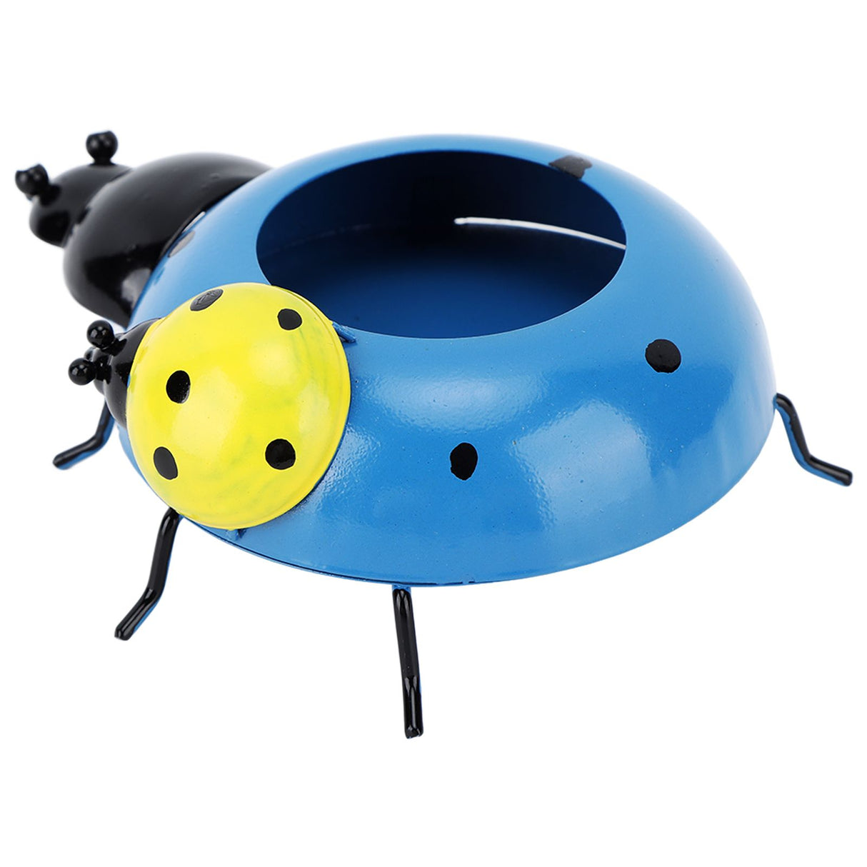 5.4cm Diameter Flower Pot Decor Ladybug Shaped Smoothing Surfaces Iron Planter Pot for Garden Blue