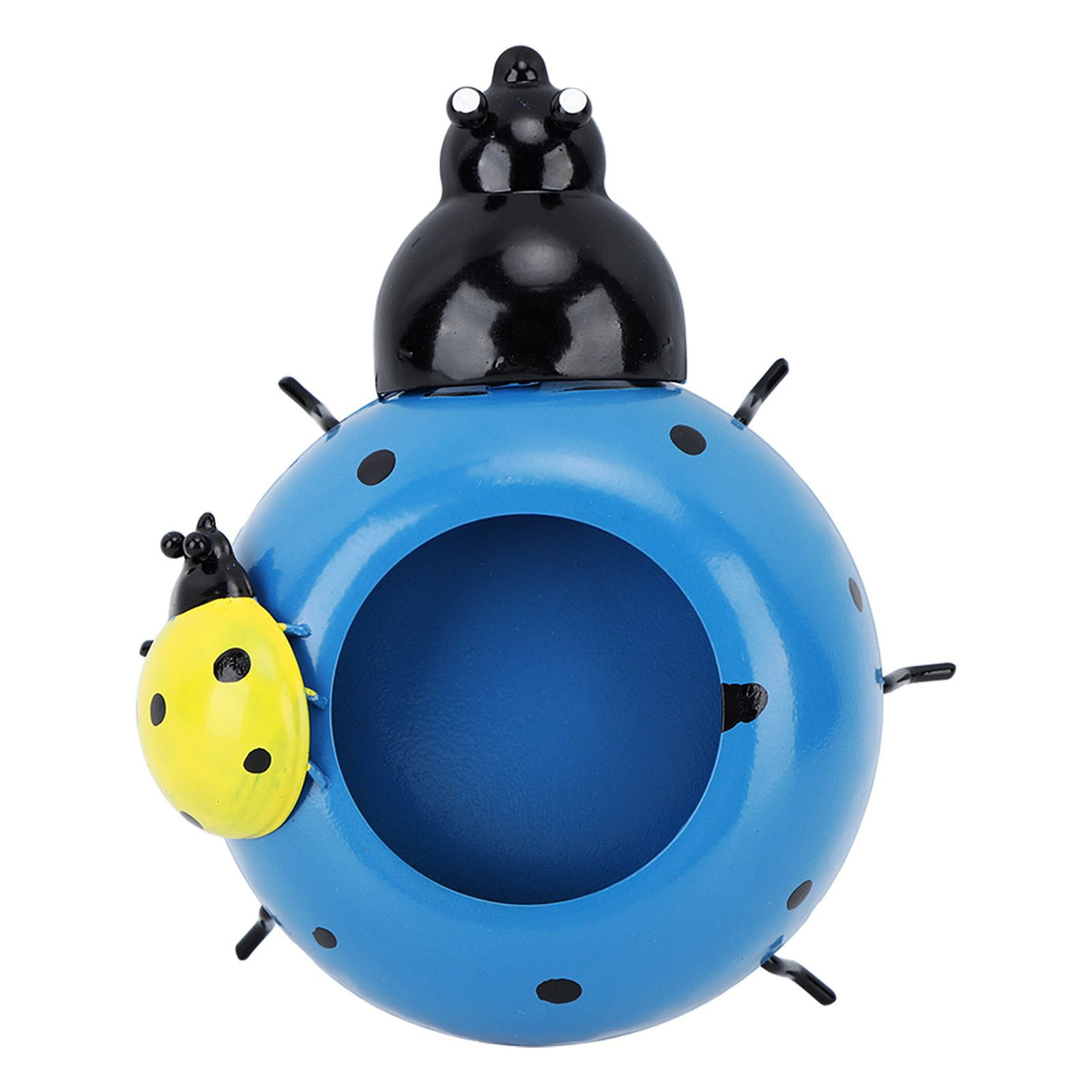 5.4cm Diameter Flower Pot Decor Ladybug Shaped Smoothing Surfaces Iron Planter Pot for Garden Blue