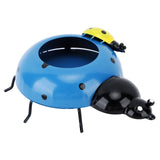 5.4cm Diameter Flower Pot Decor Ladybug Shaped Smoothing Surfaces Iron Planter Pot for Garden Blue