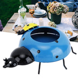 5.4cm Diameter Flower Pot Decor Ladybug Shaped Smoothing Surfaces Iron Planter Pot for Garden Blue