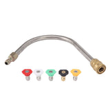 Pressure Washer Extension Wand Stainless Steel Brass 4000psi 1/4 Inch Quick Connect Power Washer Curved Rod Spray Lance for Replacement U Shaped with 5 Nozzles