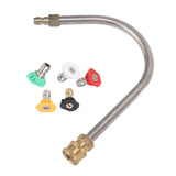 Pressure Washer Extension Wand Stainless Steel Brass 4000psi 1/4 Inch Quick Connect Power Washer Curved Rod Spray Lance for Replacement U Shaped with 5 Nozzles