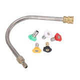 Pressure Washer Extension Wand Stainless Steel Brass 4000psi 1/4 Inch Quick Connect Power Washer Curved Rod Spray Lance for Replacement U Shaped with 5 Nozzles