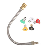 Pressure Washer Extension Wand Stainless Steel Brass 4000psi 1/4 Inch Quick Connect Power Washer Curved Rod Spray Lance for Replacement U Shaped with 5 Nozzles