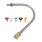 Pressure Washer Extension Wand Stainless Steel Brass 4000psi 1/4 Inch Quick Connect Power Washer Curved Rod Spray Lance for Replacement U Shaped with 5 Nozzles