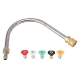 Pressure Washer Extension Wand Stainless Steel Brass 4000psi 1/4 Inch Quick Connect Power Washer Curved Rod Spray Lance for Replacement U Shaped with 5 Nozzles