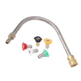 Pressure Washer Extension Wand Stainless Steel Brass 4000psi 1/4 Inch Quick Connect Power Washer Curved Rod Spray Lance for Replacement U Shaped with 5 Nozzles