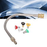 Pressure Washer Extension Wand Stainless Steel Brass 4000psi 1/4 Inch Quick Connect Power Washer Curved Rod Spray Lance for Replacement U Shaped with 5 Nozzles