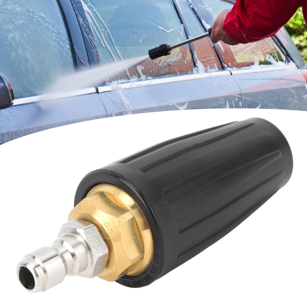 Pressure Washer Turbo Nozzle 1/4in Quick Connect Ceramic Core Copper 3000PSI Rotating Turbo Nozzle Black