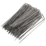 100Pcs U Shaped Garden Stakes Galvanized Steel Landscape Stakes Pins for Weed Barrier Sod Fabric Decorations Roughness 2.5mm/0.10in - Side View