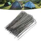 100Pcs U Shaped Garden Stakes Galvanized Steel Landscape Stakes Pins for Weed Barrier Sod Fabric Decorations Roughness 2.5mm/0.10in - Extra Image