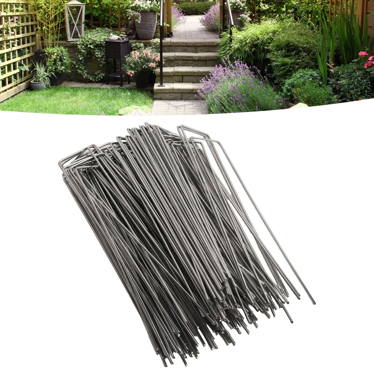 100Pcs U Shaped Garden Stakes Galvanized Steel Landscape Stakes Pins for Weed Barrier Sod Fabric Decorations Roughness 2.5mm/0.10in