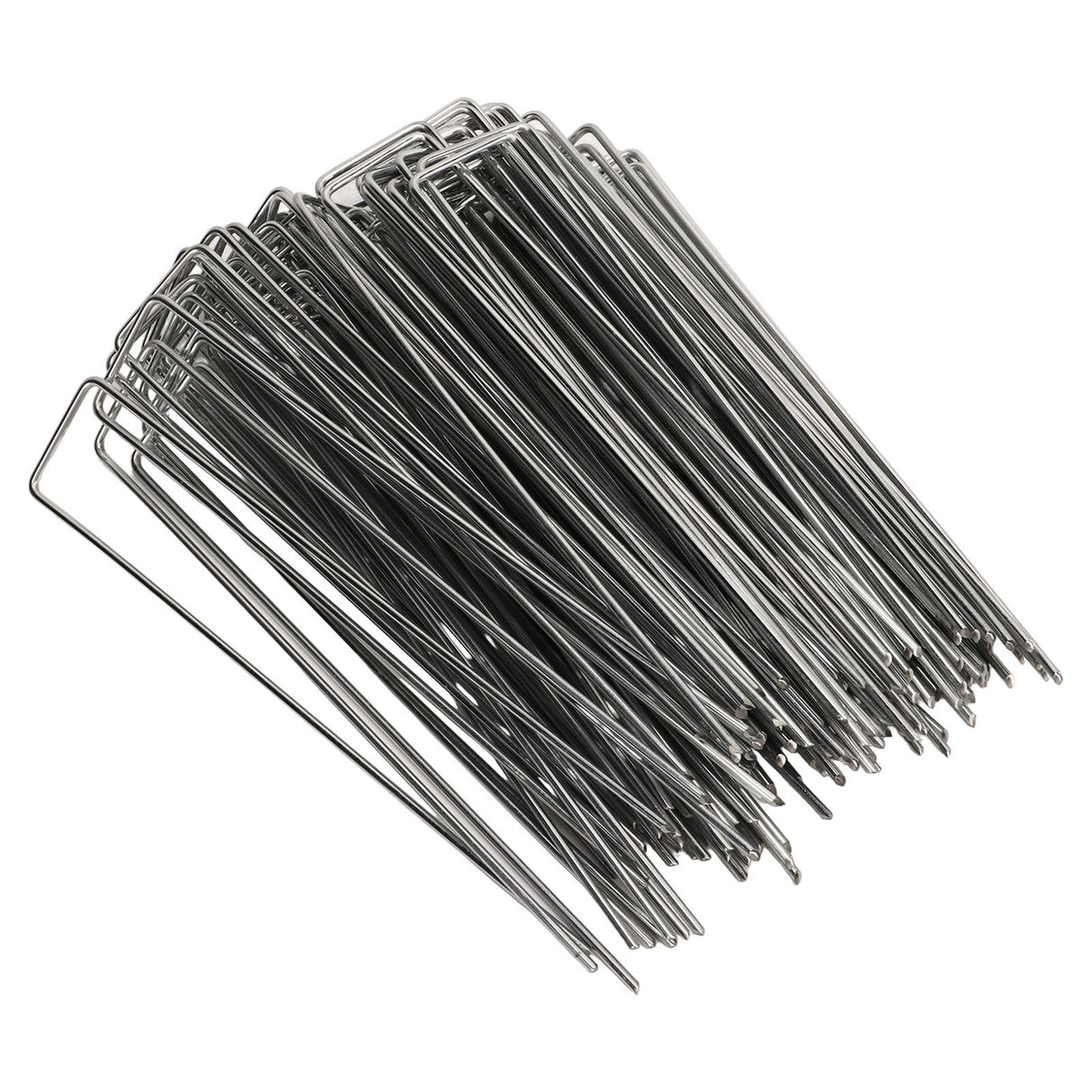 100Pcs U Shaped Garden Stakes Galvanized Steel Landscape Stakes Pins for Weed Barrier Sod Fabric Decorations Roughness 3mm/0.12in